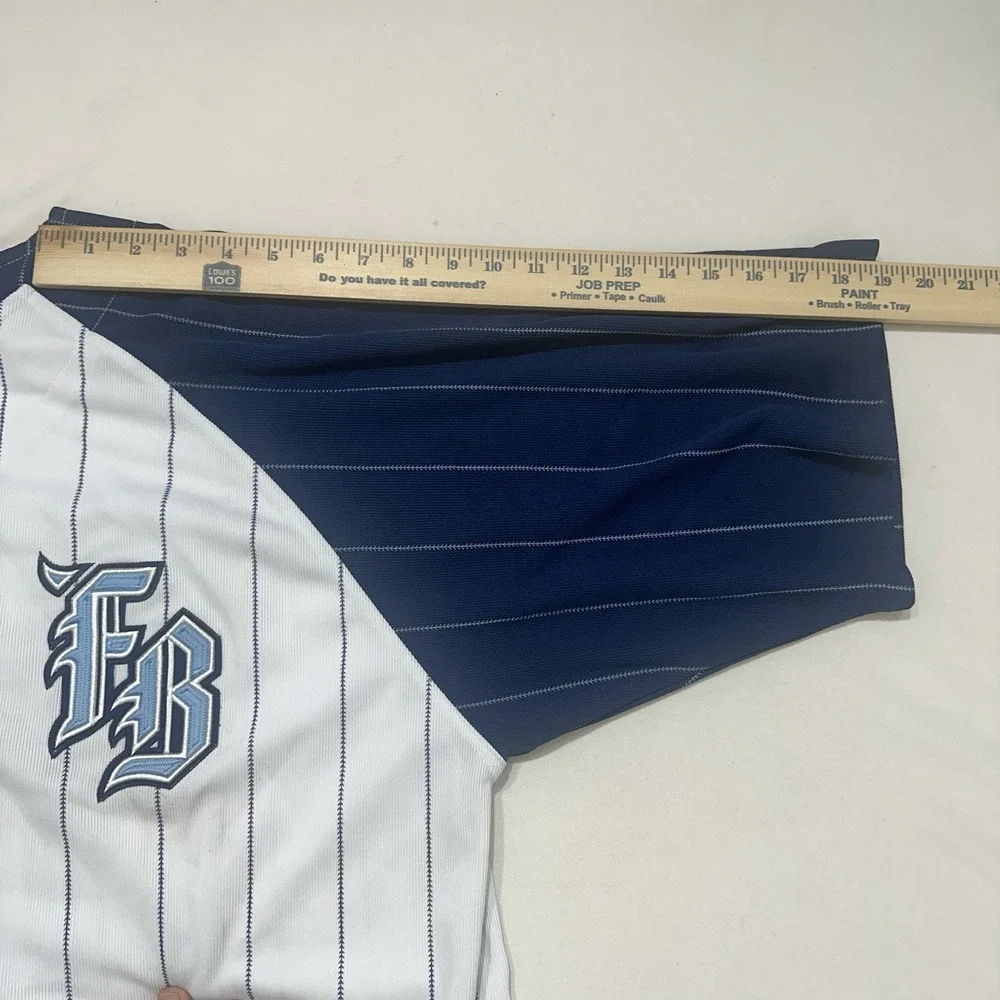 FUBU‎ Baseball Jersey XL White Pinstripe Y2K Button Front Hip Hop 2000s